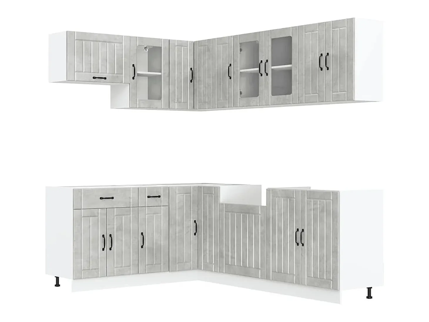 Mueble cocina Lucca gris hormigón 11 pzas madera contrachapada