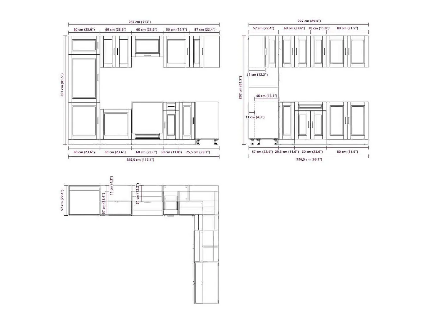 Mueble cocina Porto roble ahumado 14 pzas madera contrachapada