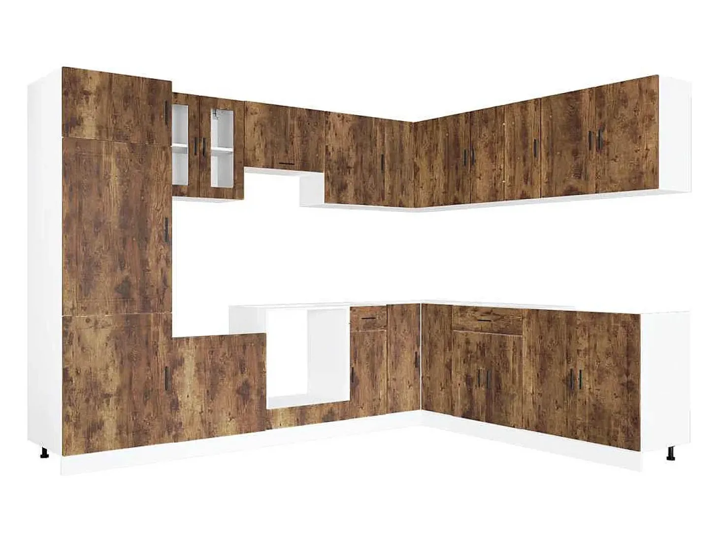Mueble cocina Porto roble ahumado 14 pzas madera contrachapada