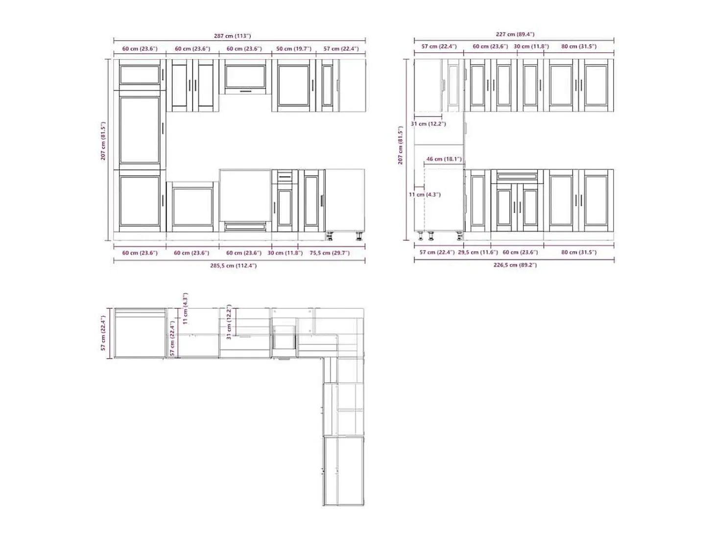 Mueble cocina Porto sonoma gris 14 pzas madera contrachapada