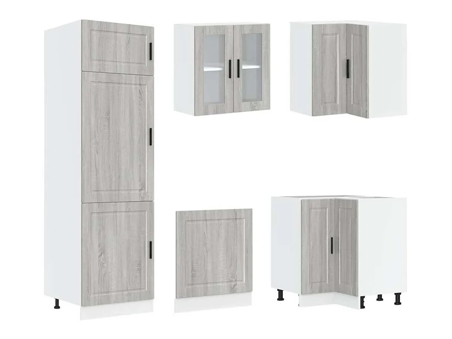 Mueble cocina Porto sonoma gris 14 pzas madera contrachapada