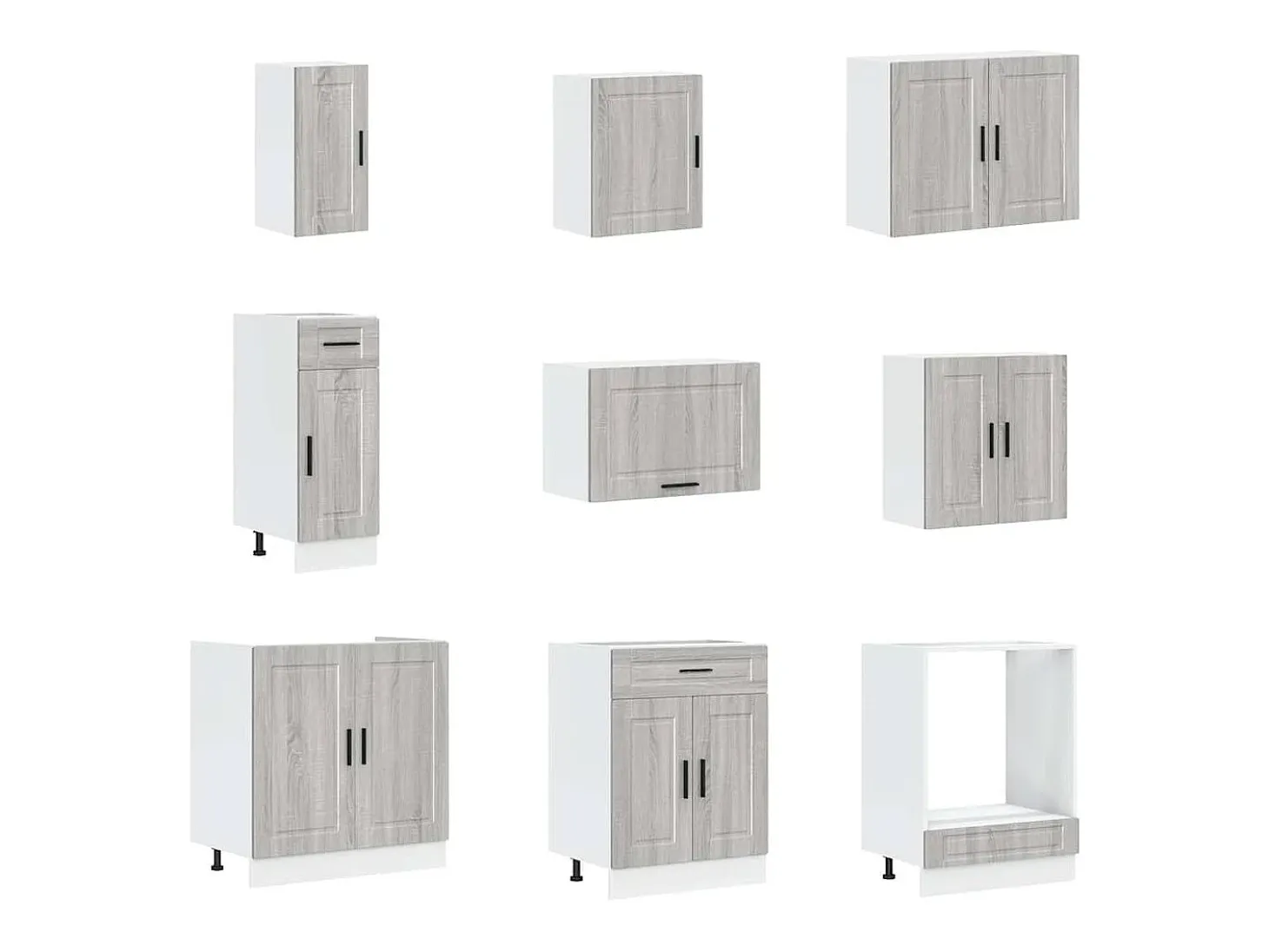 Mueble cocina Porto sonoma gris 14 pzas madera contrachapada