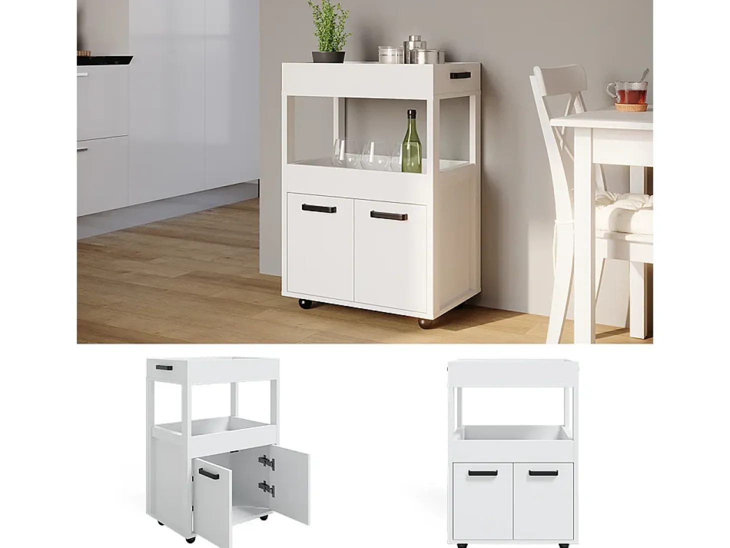 Mueble con ruedas blanco 60x40.2x88.7 simon