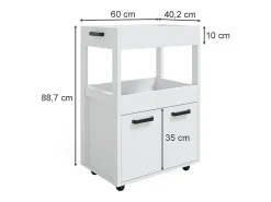 Mueble con ruedas blanco 60x40.2x88.7 simon