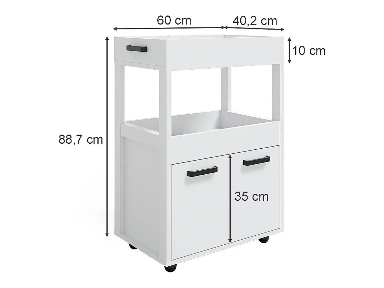 Mueble con ruedas blanco 60x40.2x88.7 simon
