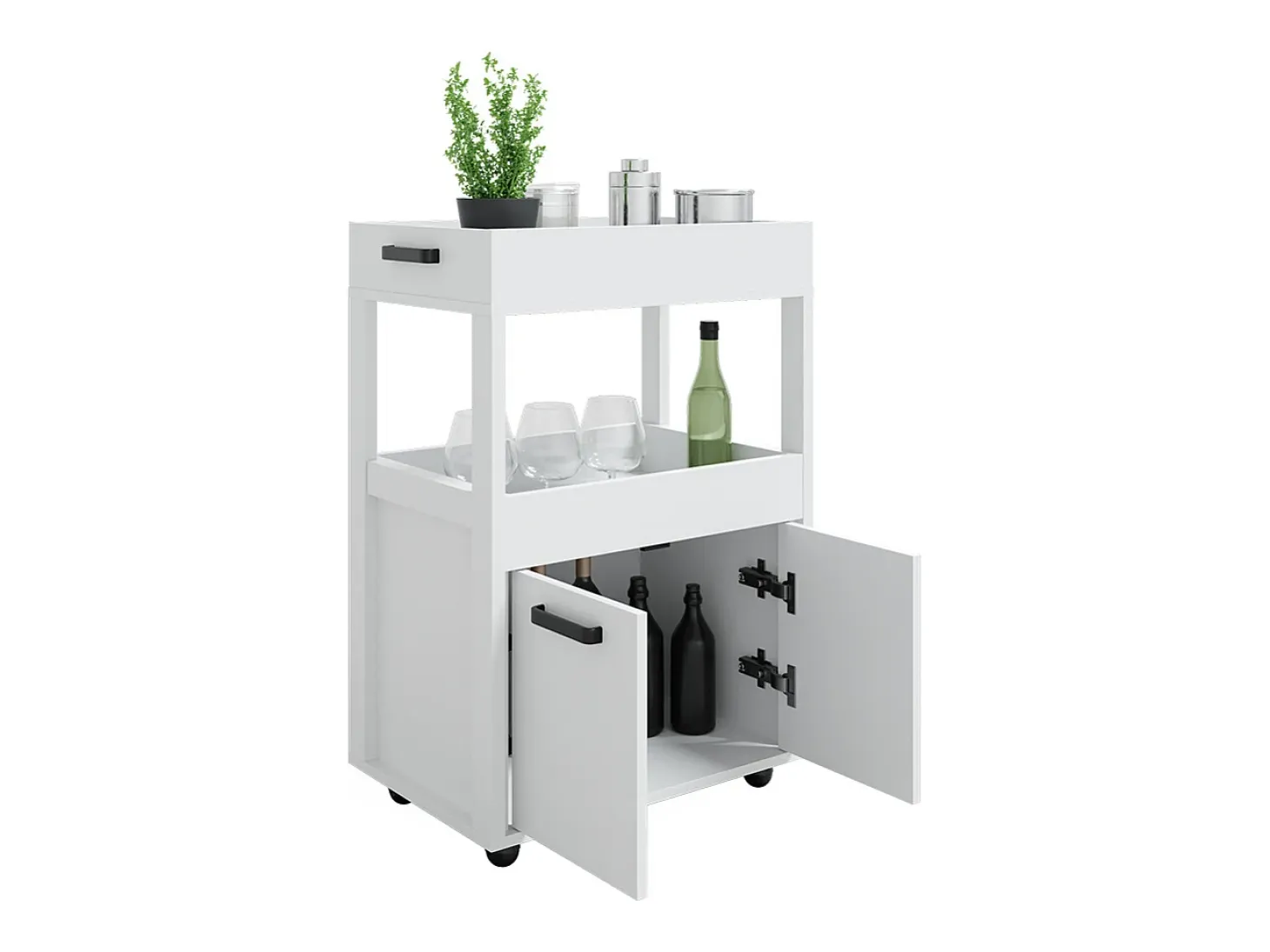 Mueble con ruedas blanco 60x40.2x88.7 simon
