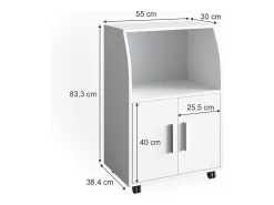 Mueble con ruedas blanco 55x38.4x83.8 elio