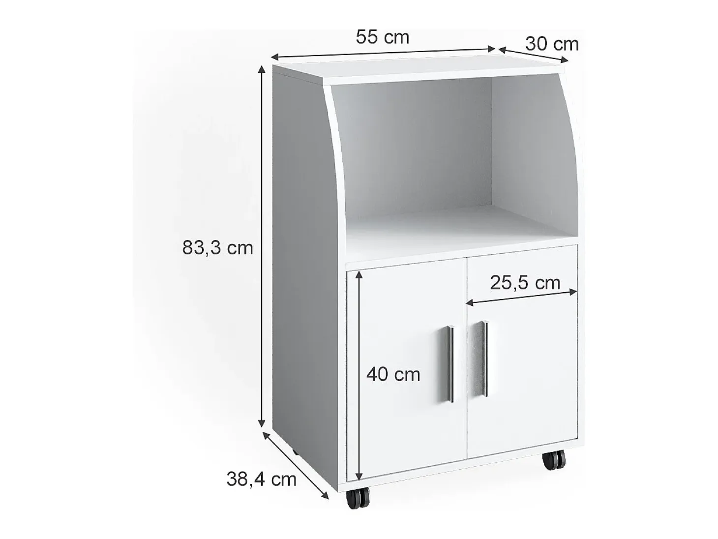 Mueble con ruedas blanco 55x38.4x83.8 elio
