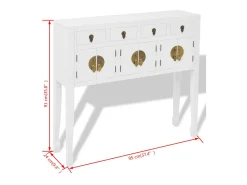 Mueble consola aparador buffet estilo chino en madera maciza blanca 4402004