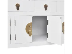 Mueble consola aparador buffet estilo chino en madera maciza blanca 4402004