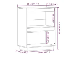 Mueble consola Blanco 60x34x75 cm Madera maciza de pino