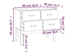 Mueble consola de madera maciza de pino marrón miel 90x40x78 cm