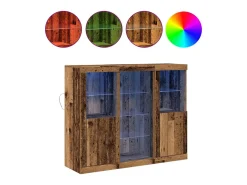 Mueble de almacenaje con luces LED madera vieja 123x37x100 cm madera de ingeniería