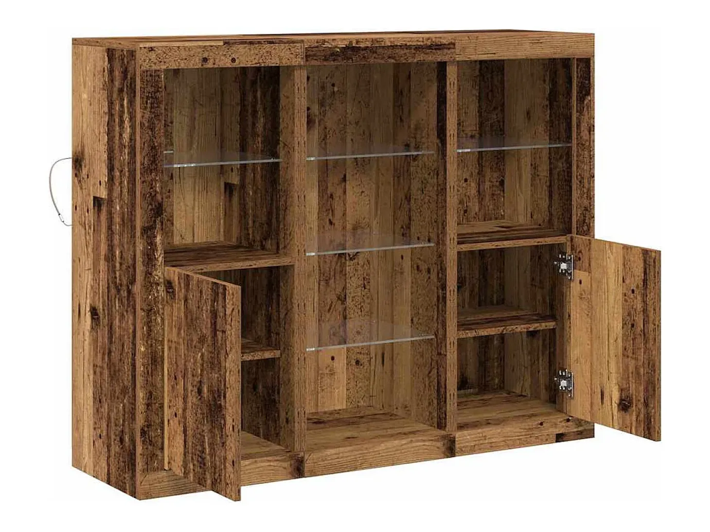 Mueble de almacenaje con luces LED madera vieja 123x37x100 cm madera de ingeniería