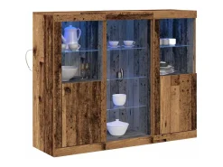 Mueble de almacenaje con luces LED madera vieja 123x37x100 cm madera de ingeniería