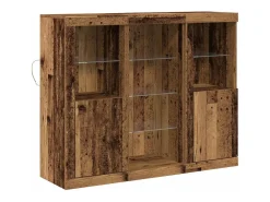 Mueble de almacenaje con luces LED madera vieja 123x37x100 cm madera de ingeniería
