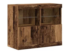 Mueble de almacenaje con luces LED Madera antigua 81x37x67 cm