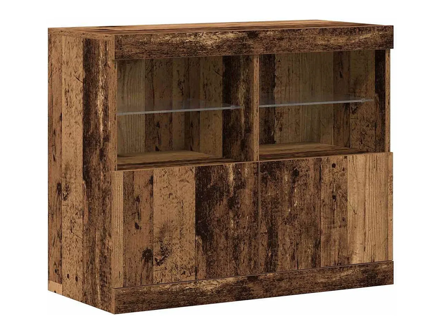 Mueble de almacenaje con luces LED Madera antigua 81x37x67 cm