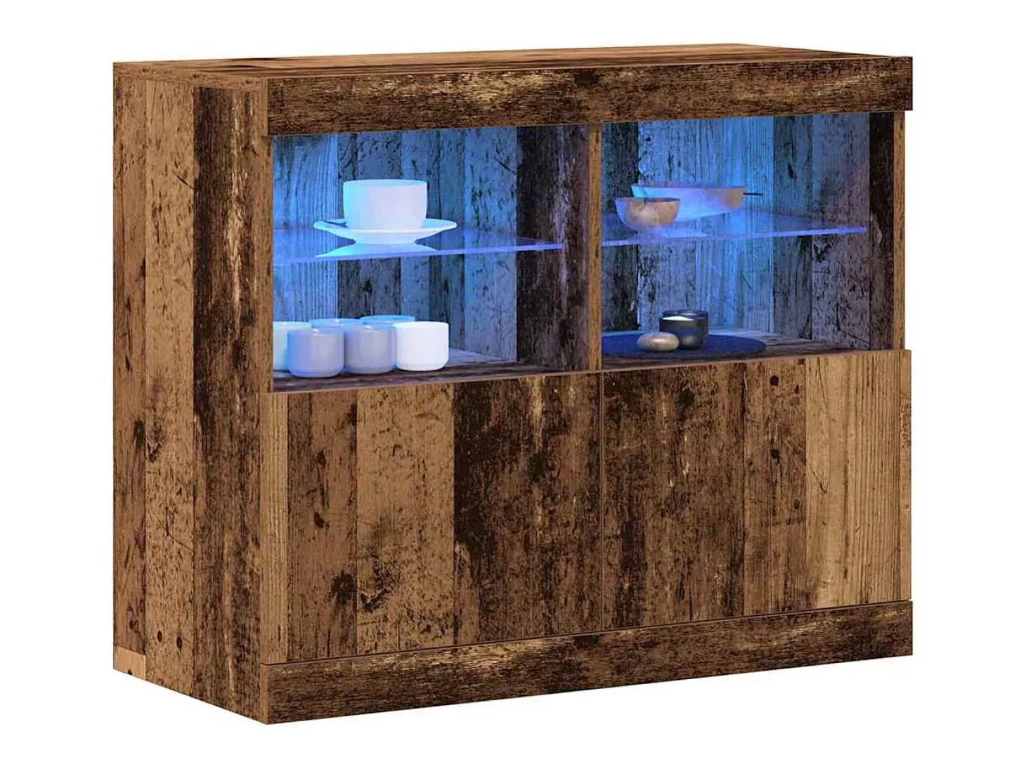 Mueble de almacenaje con luces LED Madera antigua 81x37x67 cm