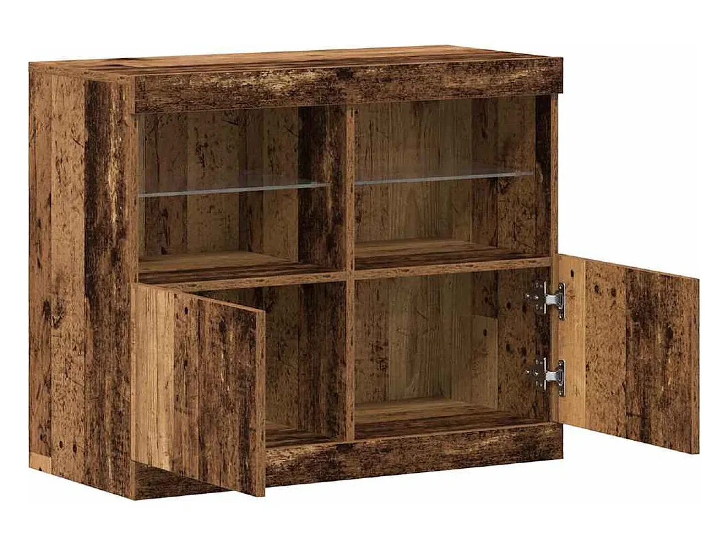 Mueble de almacenaje con luces LED Madera antigua 81x37x67 cm