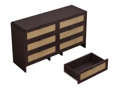 Mueble de almacenaje de ratán en forma de arco con 6 cajones - para salón o cocina - Marrón