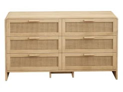 Mueble de almacenaje de ratán en forma de arco con 6 cajones - para salón o cocina - natural