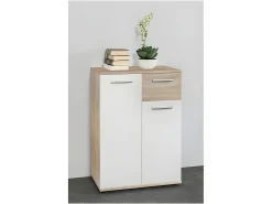 Mueble de almacenaje Petit Buffet - Blanco mate y roble Sonoma - Clásico - 60 cm
