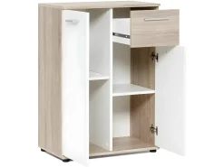 Mueble de almacenaje Petit Buffet - Blanco mate y roble Sonoma - Clásico - 60 cm