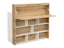 Mueble de bar con 2 puertas y 1 cajón de MDF - Blanco y Natural - LAMONIA