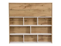 Mueble de bar con 2 puertas y 1 cajón de MDF - Blanco y Natural - LAMONIA