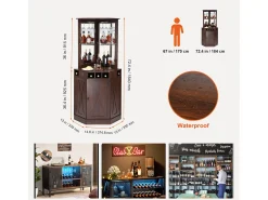 Mueble de Bar Industrial SucceBuy, con Soporte para Copas de Licor y Vasos, Mueble de Bar para Café de Madera Rústica Independiente para Salón, Bar Doméstico