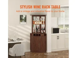 Mueble de Bar Industrial SucceBuy, con Soporte para Copas de Licor y Vasos, Mueble de Bar para Café de Madera Rústica Independiente para Salón, Bar Doméstico