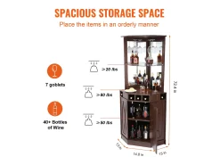 Mueble de Bar Industrial SucceBuy, con Soporte para Copas de Licor y Vasos, Mueble de Bar para Café de Madera Rústica Independiente para Salón, Bar Doméstico
