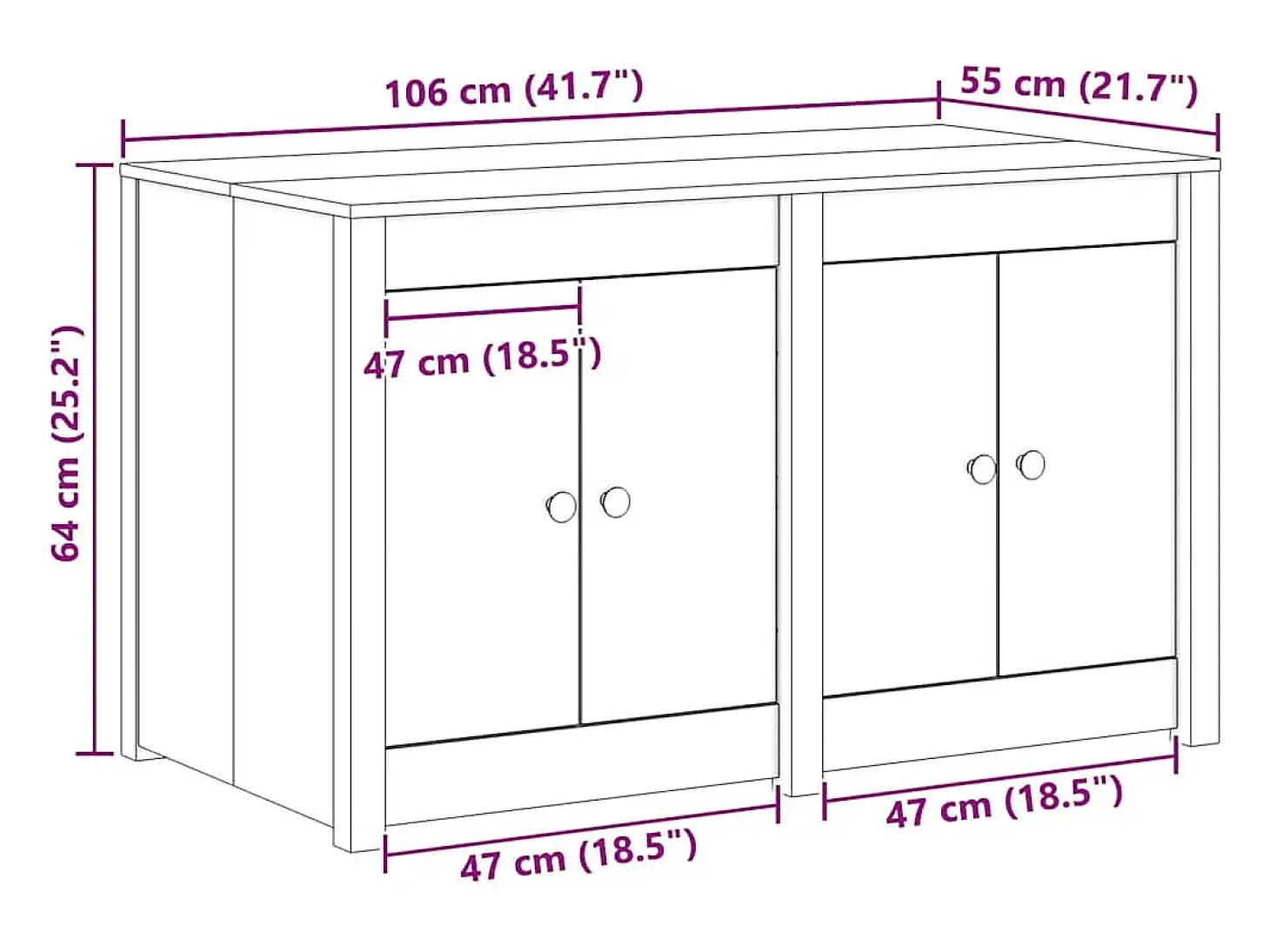 Mueble de Cocina 106 x 55 x 64 cm Madera maciza de Pino