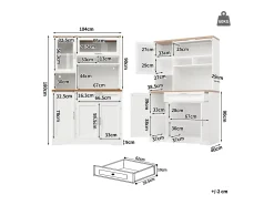 Mueble de cocina - 104x40x180 cm - con 4 puertas y 1 cajón - con iluminación LED - Blanco