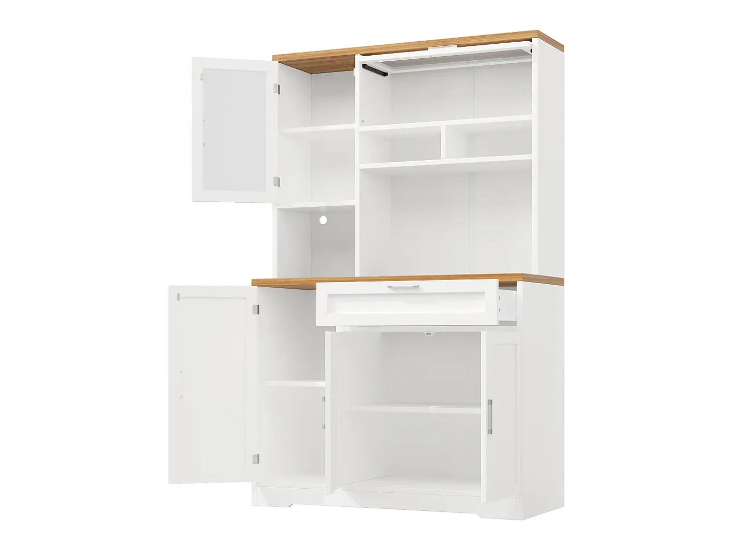 Mueble de cocina - 104x40x180 cm - con 4 puertas y 1 cajón - con iluminación LED - Blanco