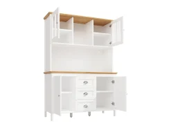 Mueble de cocina - 120x40x179 cm - 4 puertas y 3 cajones - con iluminación LED - Blanco