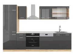 Mueble de cocina antracita brillo intenso/roble dorado eléctrico 300x60x81.6 r-line