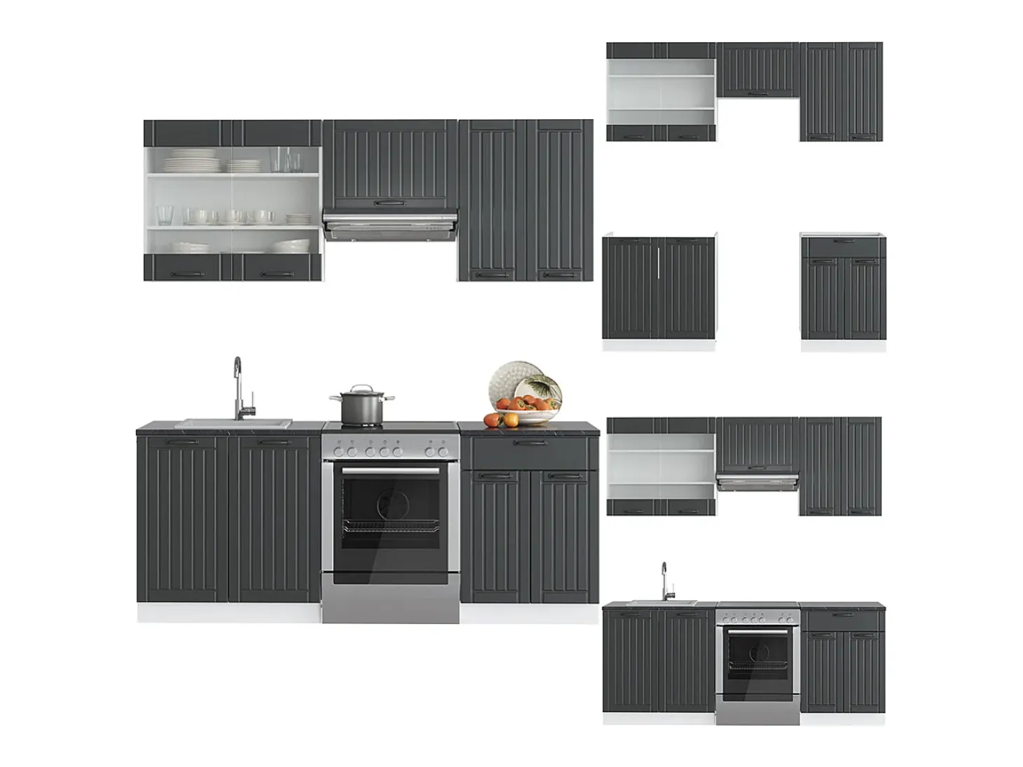 Mueble de cocina antracita casa de campo/blanco 200x60x81.6 fame-line