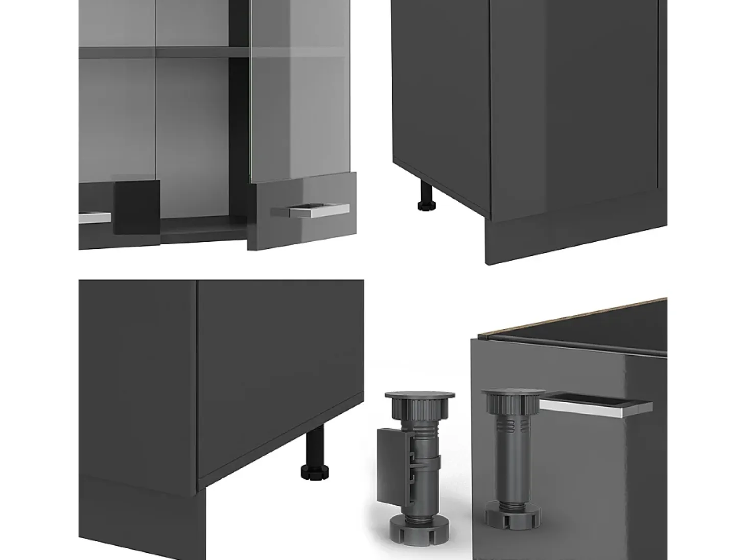 Mueble de cocina antracita brillo intenso/antracita 300x60x81.6 r-line