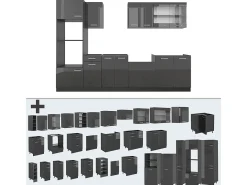 Mueble de cocina antracita brillo intenso/antracita 300x60x81.6 r-line