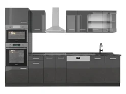 Mueble de cocina antracita brillo intenso/antracita 300x60x81.6 r-line