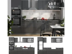 Mueble de cocina antracita brillo intenso/antracita 300x60x81.6 r-line