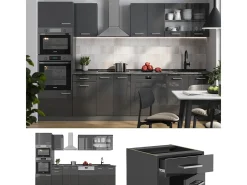 Mueble de cocina antracita brillo intenso/antracita 300x60x81.6 r-line
