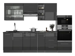 Mueble de cocina antracita alto brillo 280x60x81.6 fame-line