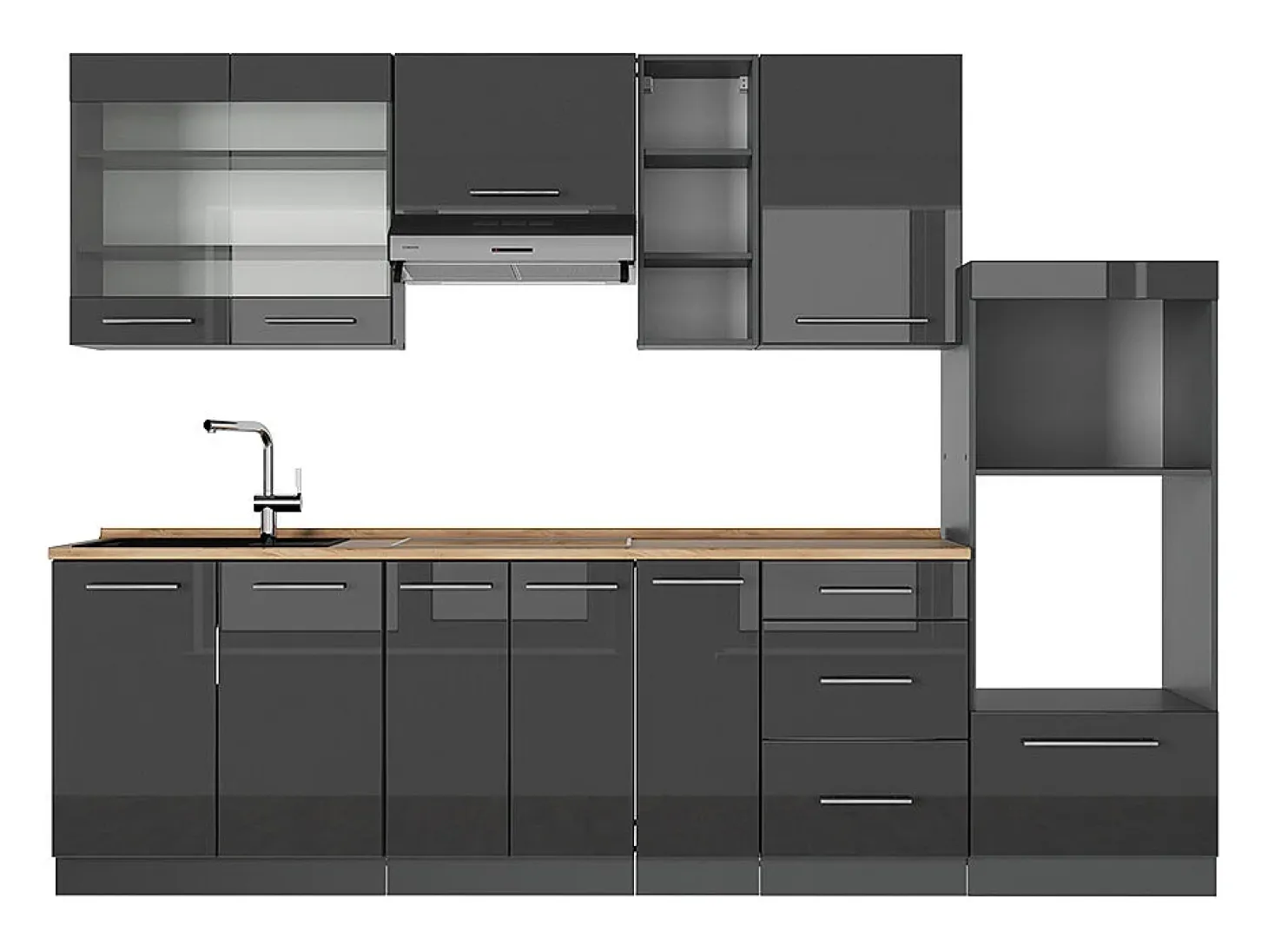 Mueble de cocina antracita alto brillo 280x60x81.6 fame-line