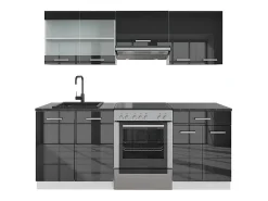 Mueble de cocina antracita brillo intenso/blanco 200x60x81.6 fame-line