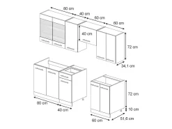 Mueble de cocina antracita casa de campo/roble kraft dorado 240x46x81.6 fame-line