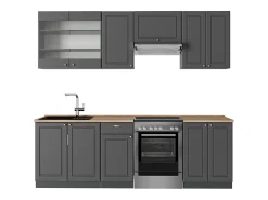 Mueble de cocina antracita-oro landhaus 240x60x81.6 fame-line