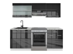 Mueble de cocina antracita brillo intenso/blanco 200x60x81.6 r-line